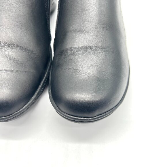 6.5W 6.5 WIDE WIDTH Clarks Black Leather Slip On Work Clogs Shoes - Picture 5 of 14